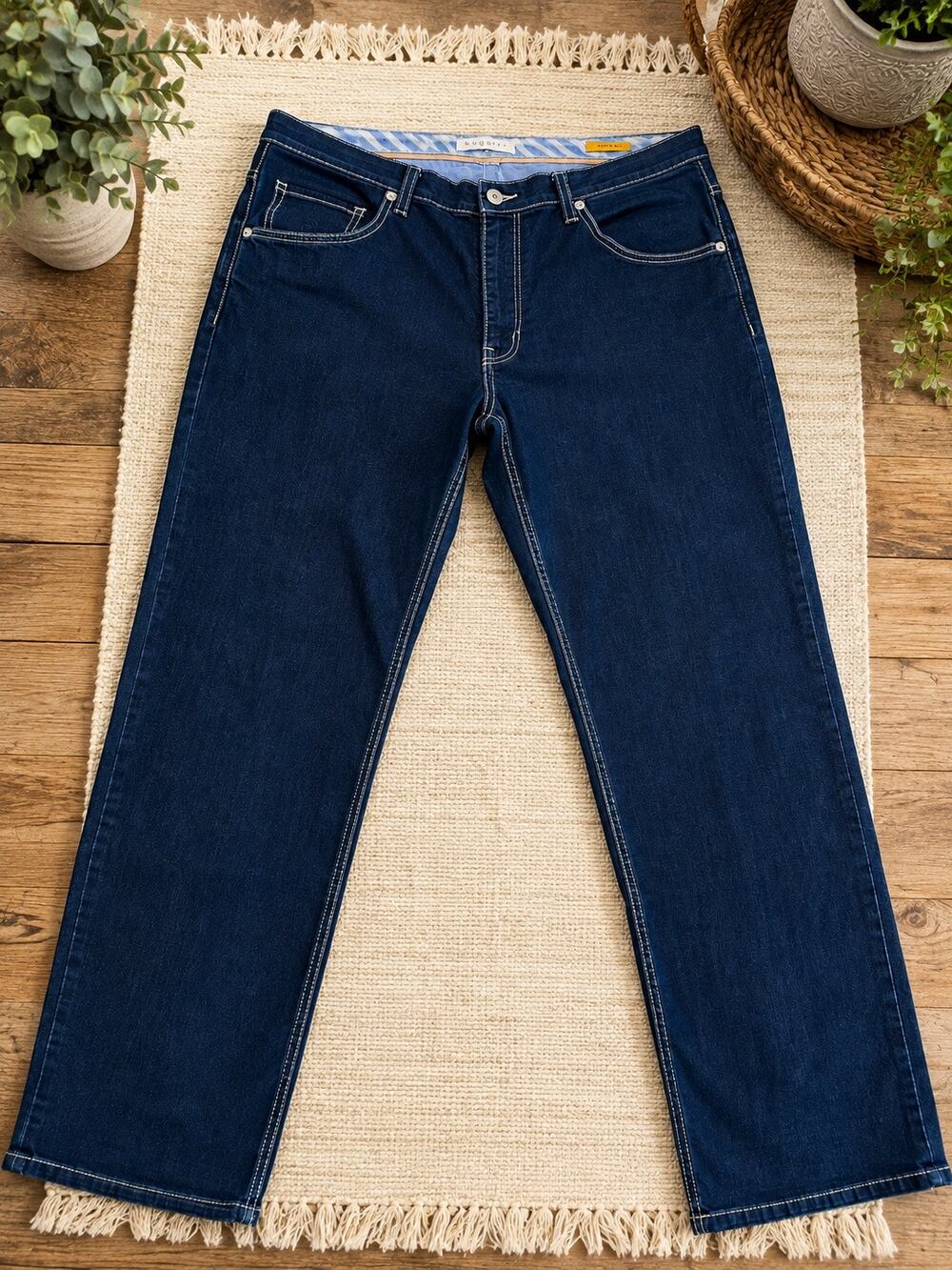 Bugatti Modern Mens Jeans 38x28 Dark Wash Stretch Denim Straight Leg EU 56 EUC